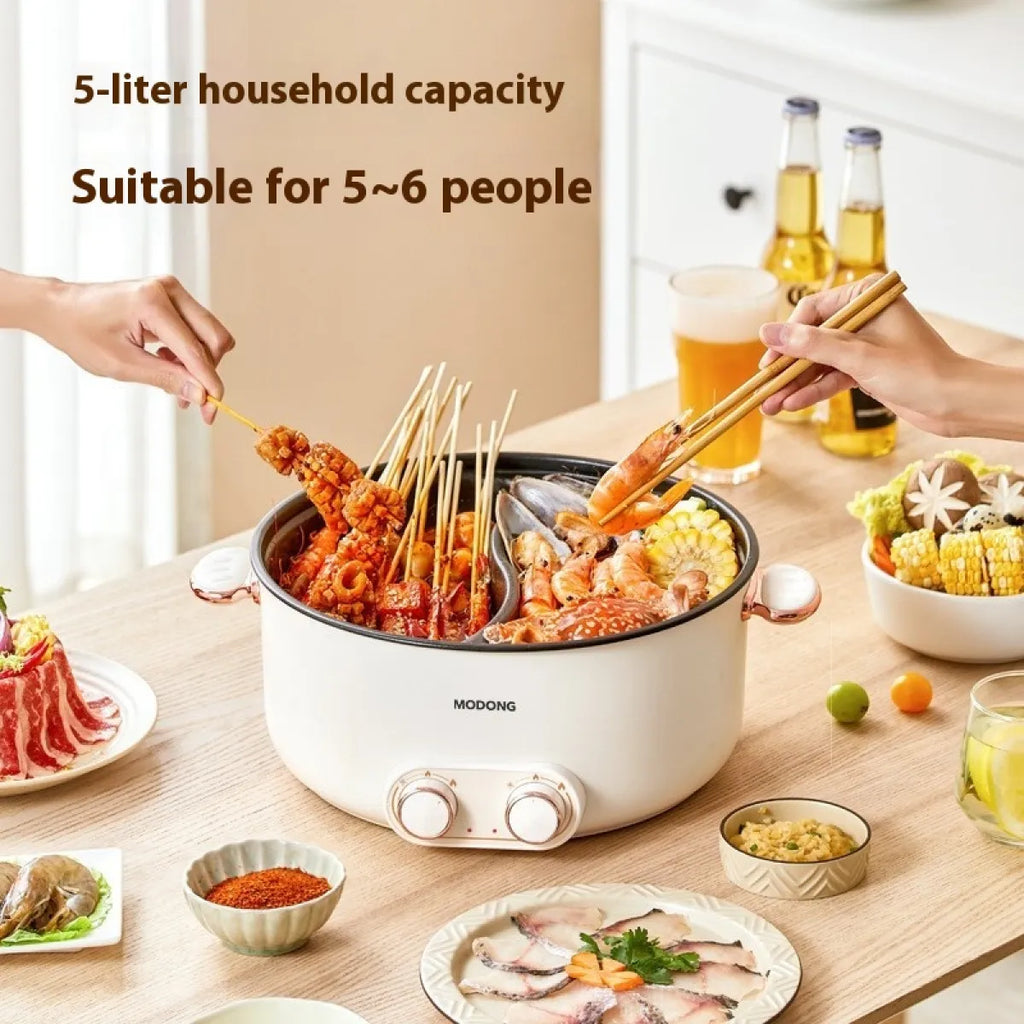 Modong Multi-functional Electric Hot Pot Zpaxo 5liters MDHGE34K Partition Temperature Control UK