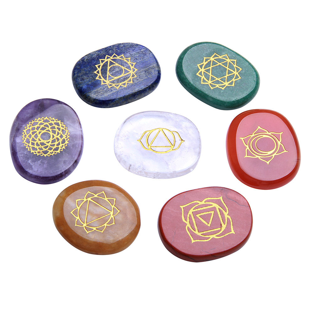 Natural Crystal Semi-Precious Agate Yoga Symbol Set