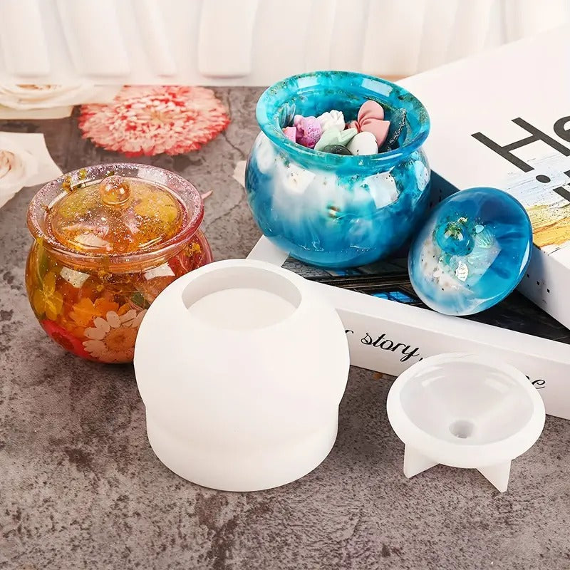 DIY Epoxy Resin Crystal Drop Silicone Mold with Lid