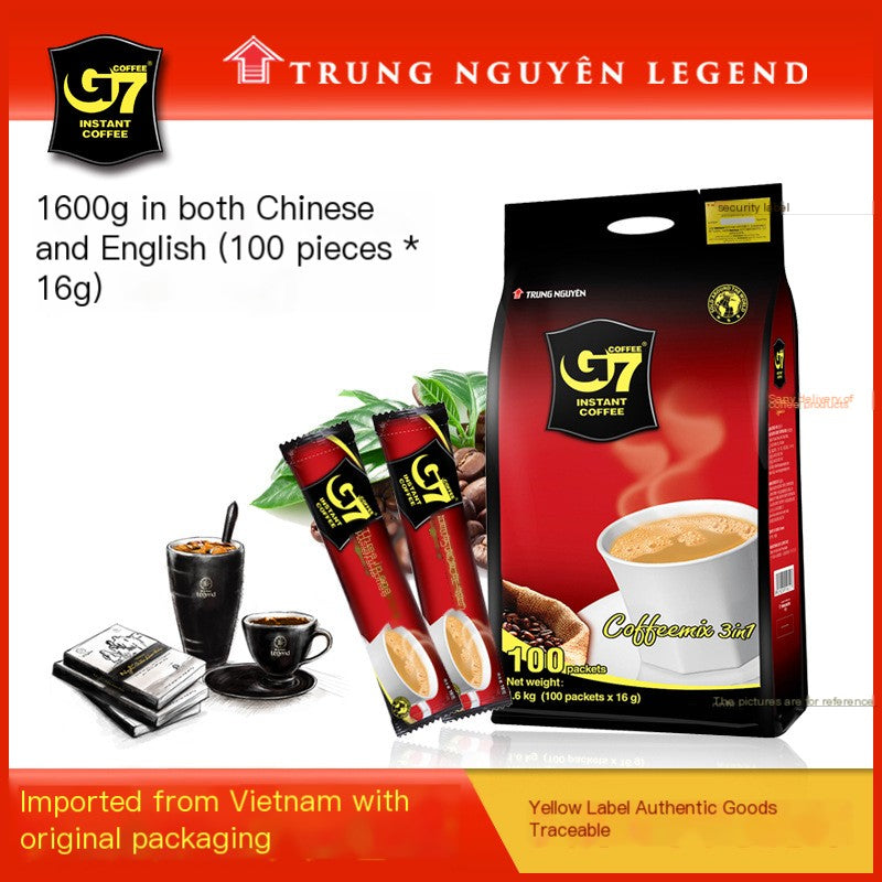 Vietnamese G7 Instant 3-in-1 Coffee Powder (1600g, 100 Packs) Zpaxo