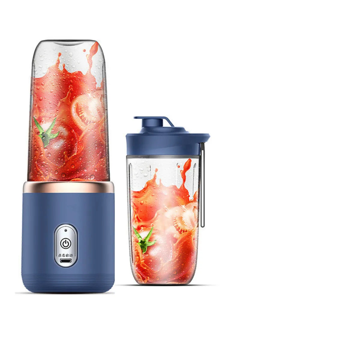 Portable Rechargeable Household Juicer Cup Zpaxo Double Cup Lid Blue USB