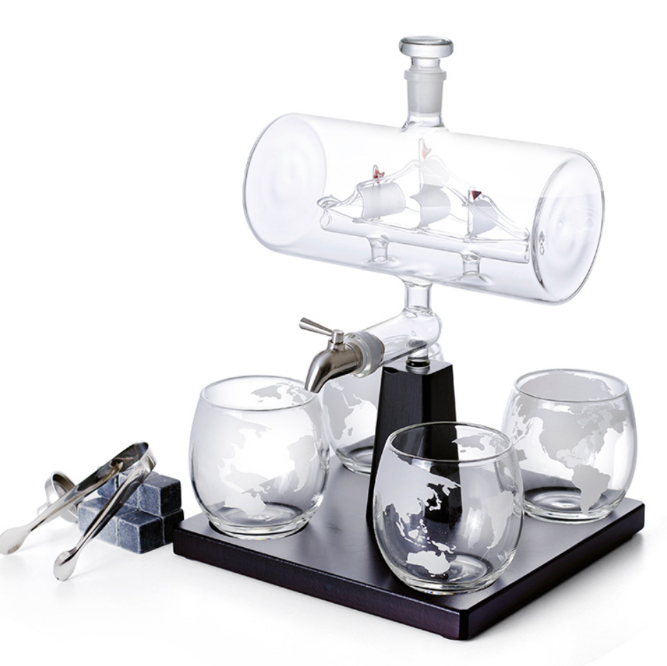 Glass Sailing Wine Bottle Container Zpaxo