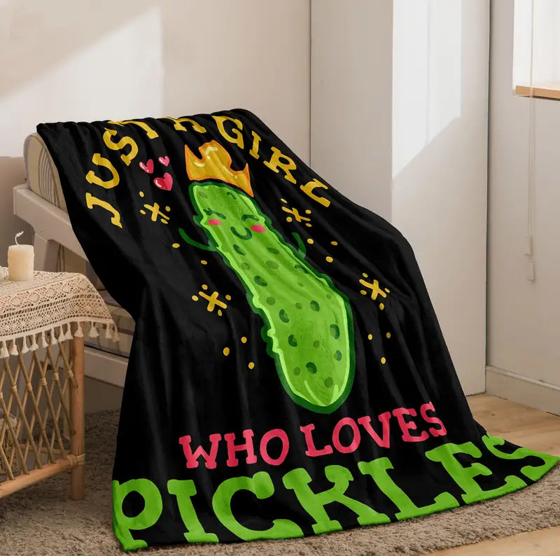 Soft Flannel Blanket with Cucumber Pattern - Cozy Gift