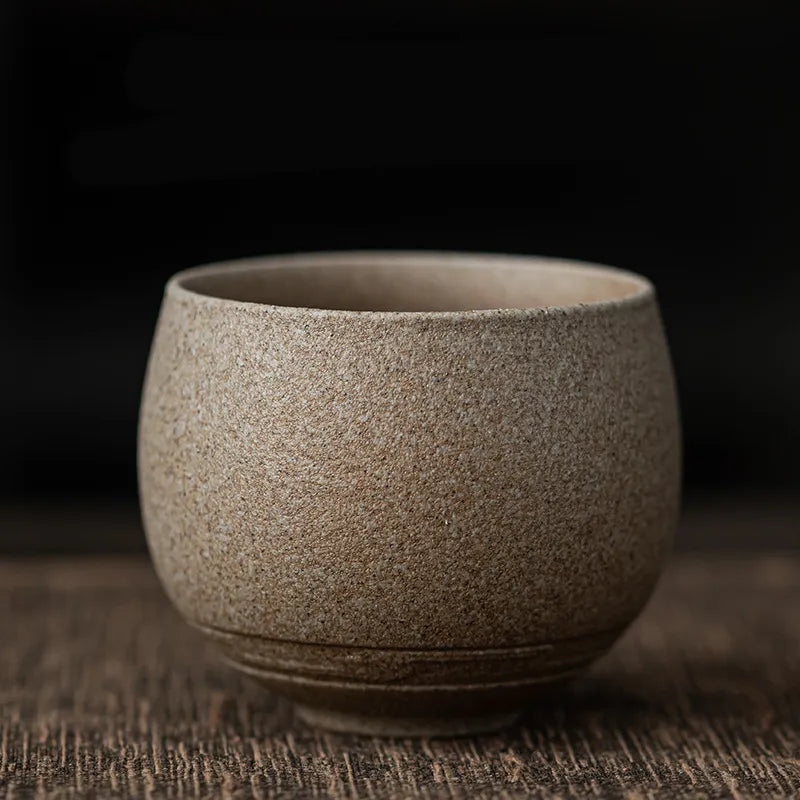 Japanese Handmade Coarse Pottery Tea Cup Zpaxo Sea reef white