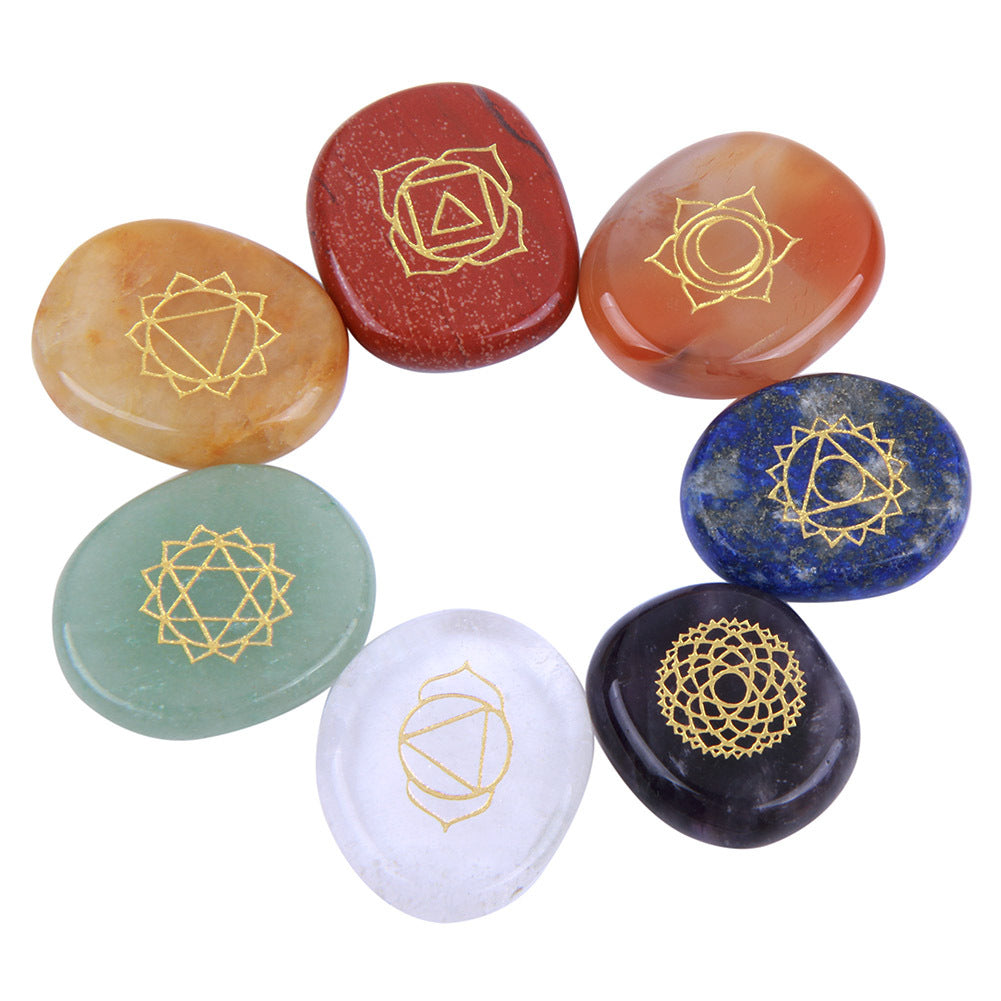 Natural Crystal Semi-Precious Agate Yoga Symbol Set