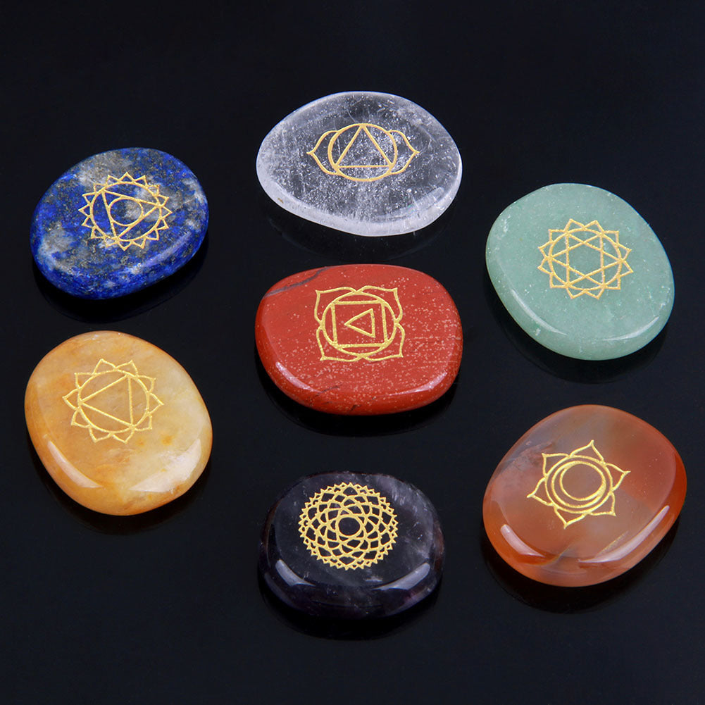 Natural Crystal Semi-Precious Agate Yoga Symbol Set