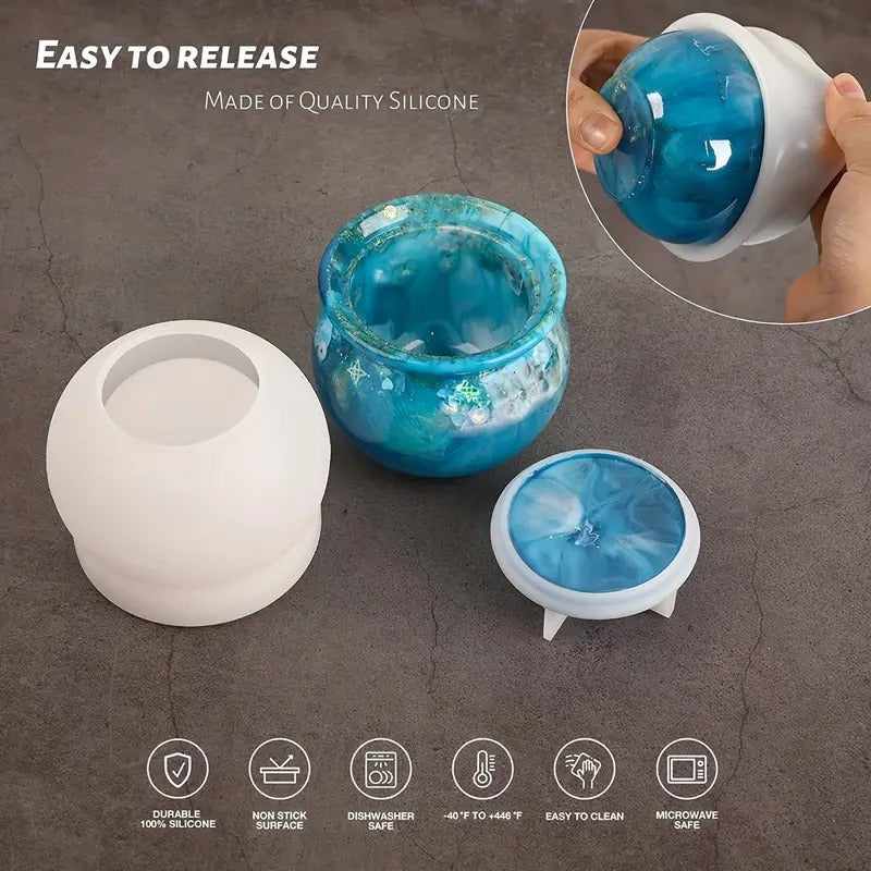 DIY Epoxy Resin Crystal Drop Silicone Mold with Lid
