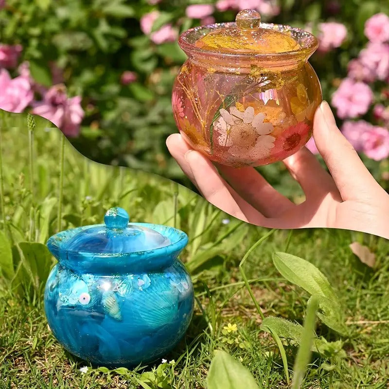DIY Epoxy Resin Crystal Drop Silicone Mold with Lid