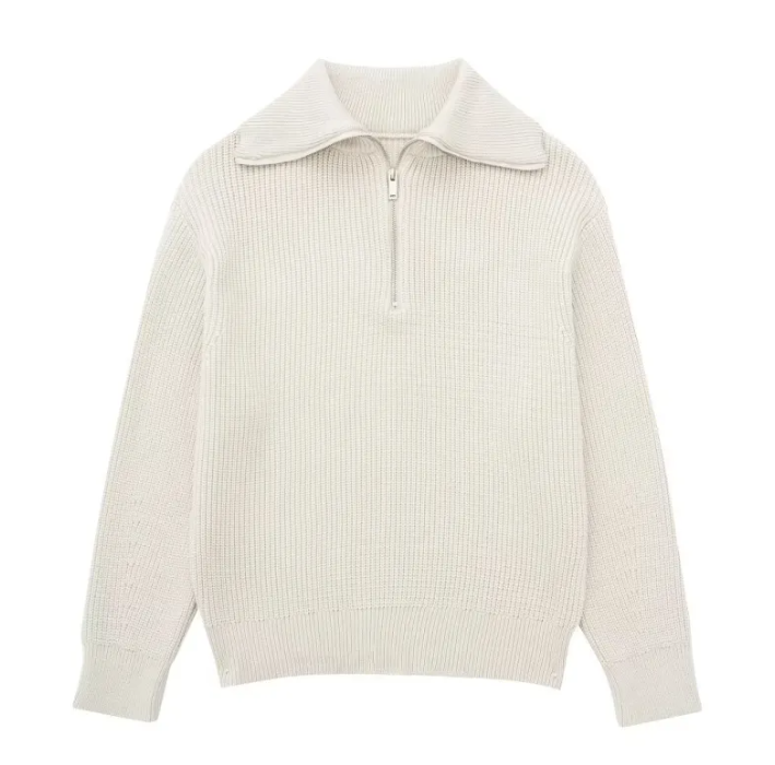 Casual Wool Sweater Zpaxo Beige L