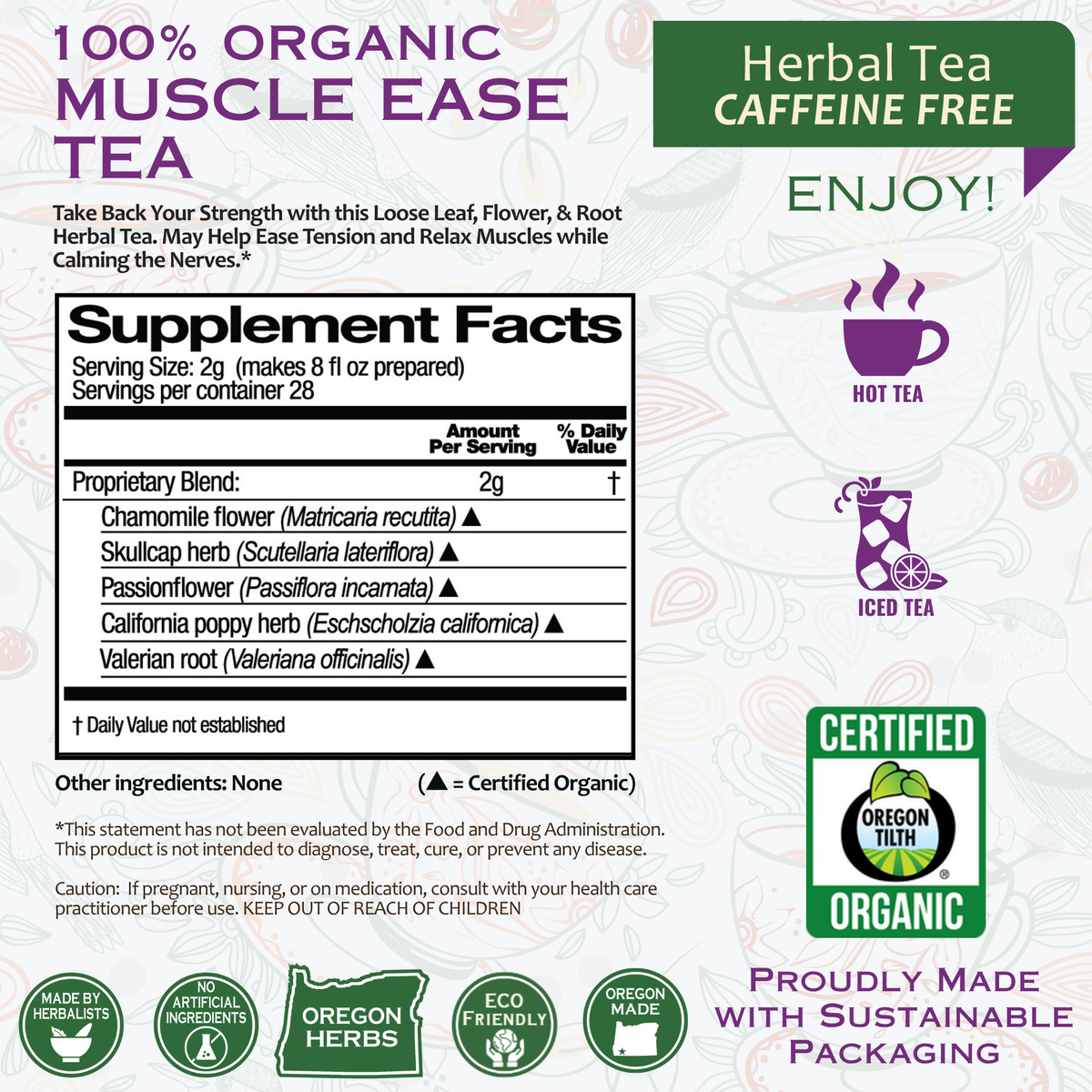 Hercules Muscle Ease Organic Herbal Tea Zpaxo