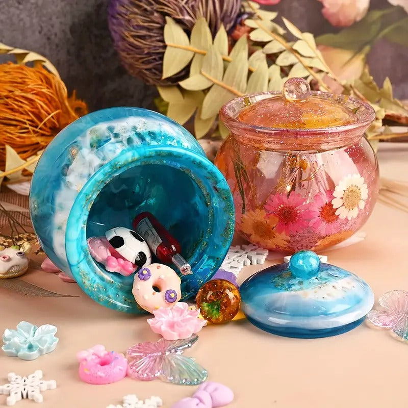 DIY Epoxy Resin Crystal Drop Silicone Mold with Lid