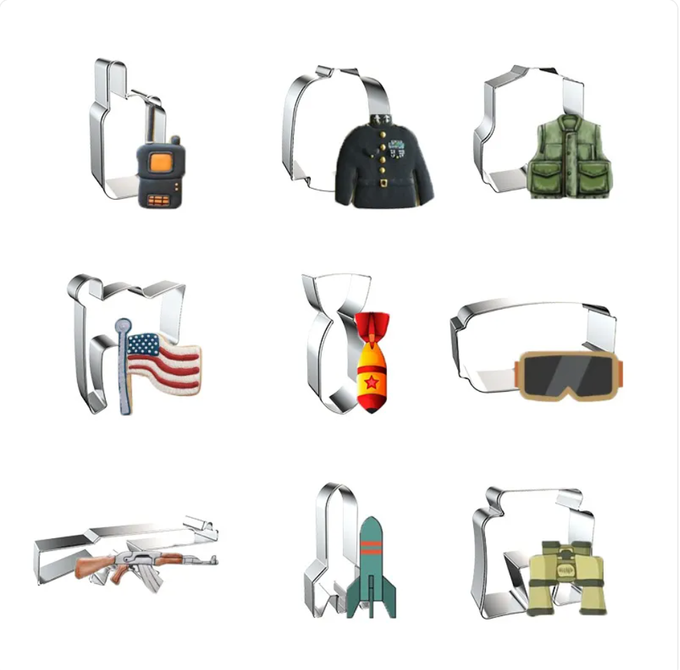 Military-Shaped Cookie Cutter Zpaxo Military 9 piece set B