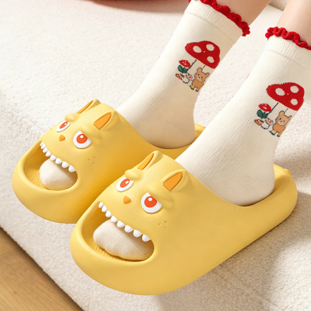 Cute Grinning Monster Unisex Summer Slides Non-slip Slip-on Indoor