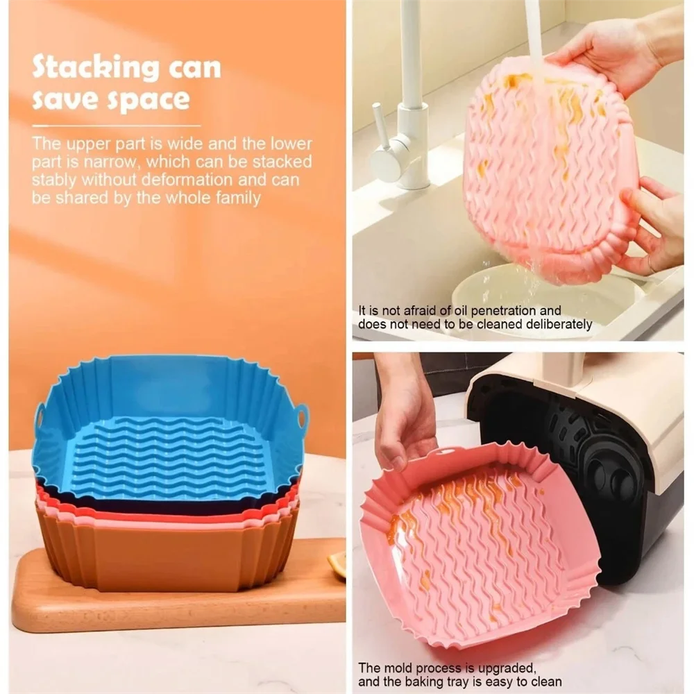 Silicone Air Fryer Liners Reusable Square Fryers Replacement Zpaxo
