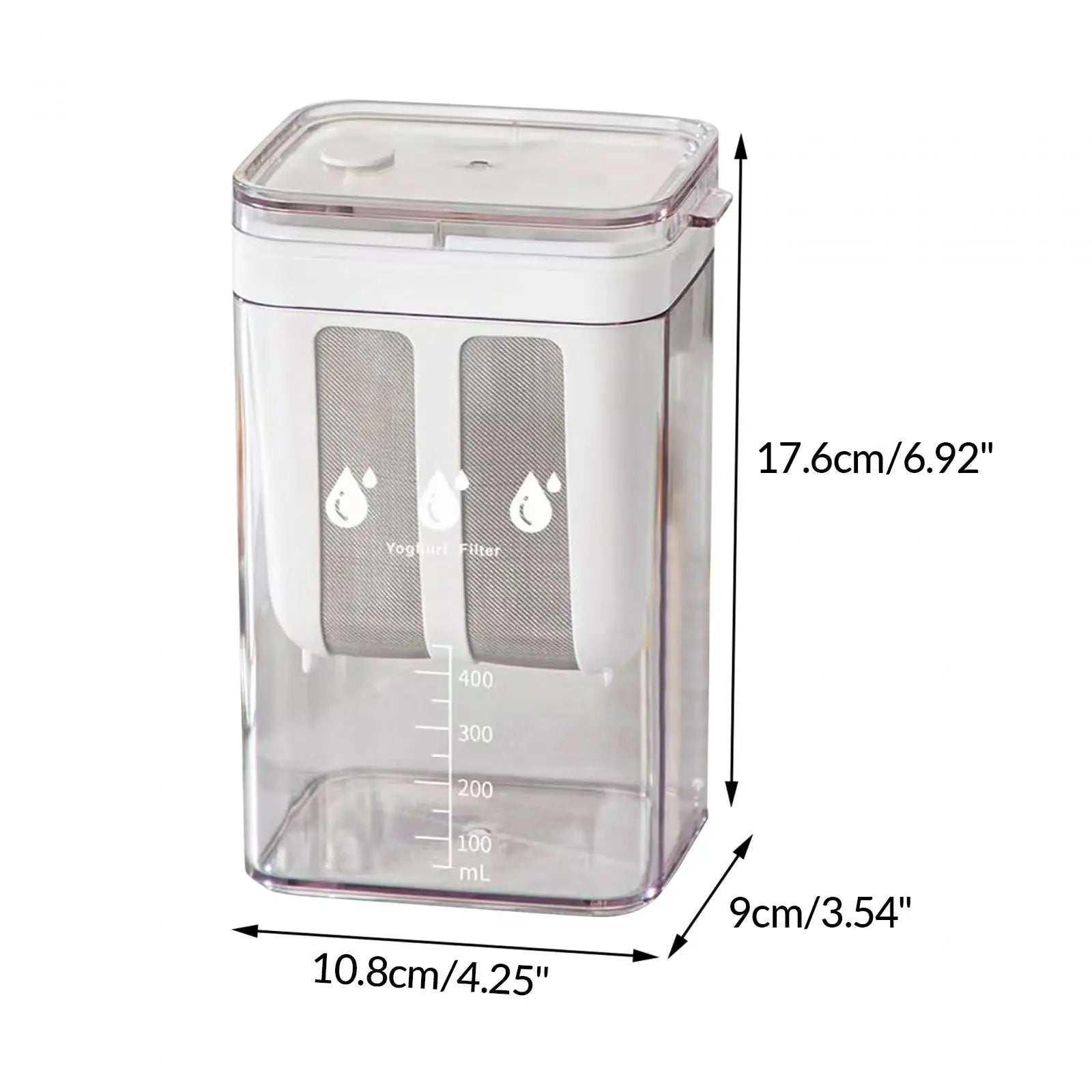 400ML Yogurt Strainer Maker whey separator with Mesh Jar Lid Kitchen Tools Yogurt Filter Food Strainer for Desserts Cheese Zpaxo 400ml