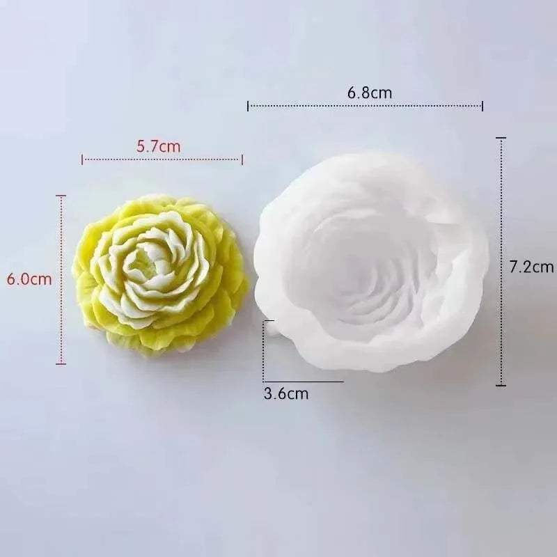3 Sizes Peony Flower Silicone Molds – for Candle Making, Plaster Crafts, DIY Handicraft Projects Home Decor Zpaxo M