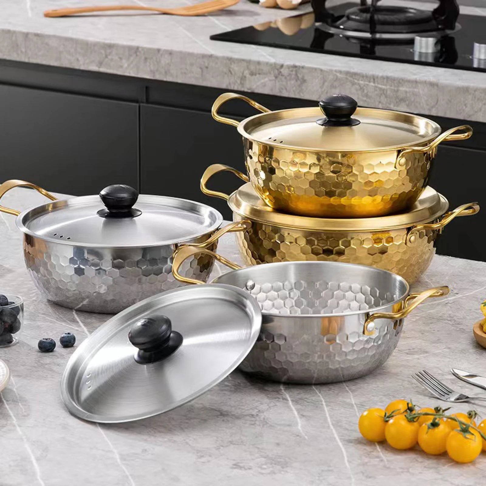 Korean Ramen Cooking Pot Suitable for All Stoves Quick Heating Ramyun Kimchi Cooker for Camping Beach Patio Dinner Parties Curry Zpaxo