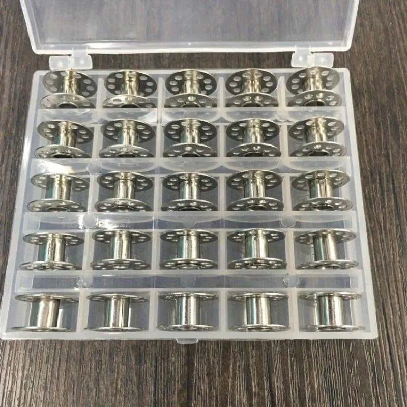 25pcs Sewing Machine Bobbins Spools Empty Bobbins Spools Sewing Machine Plastic Storage Box For Home Sewing Accessories Tools Zpaxo