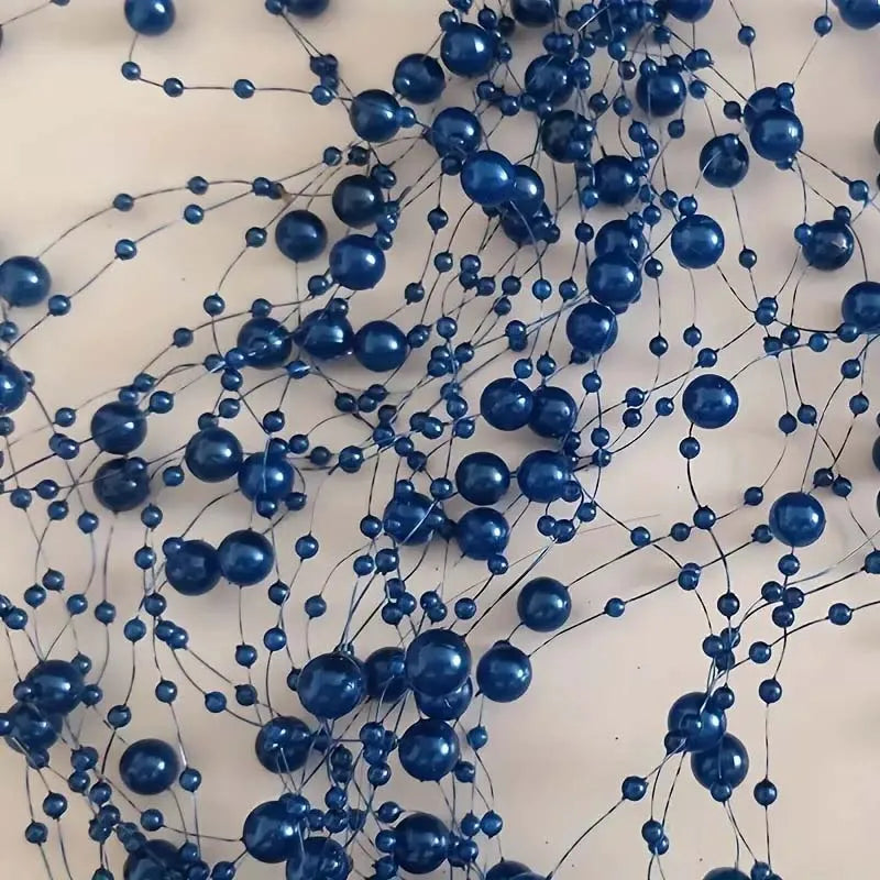 5pcs/Pack Filled Pearl String Beaded Chain Elegant Wedding Valentine's Day Table Decoration, Imitation Pearl Filling Floating Zpaxo blue