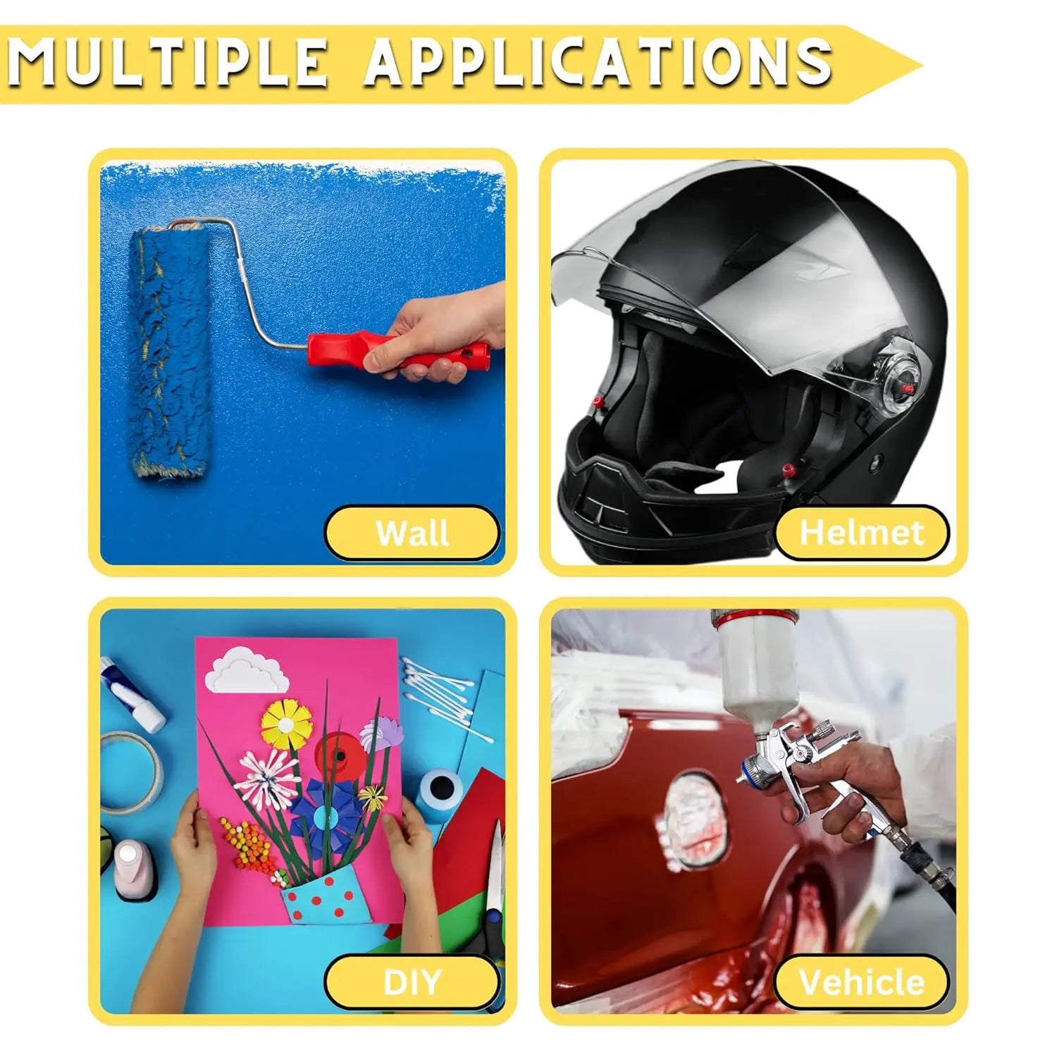 3/6Pack Yellow Painters Tape - Masking Tape ulti-Surface, Smart Adhesion, Paint Tape for DIY, Labeling, Art, Car Zpaxo