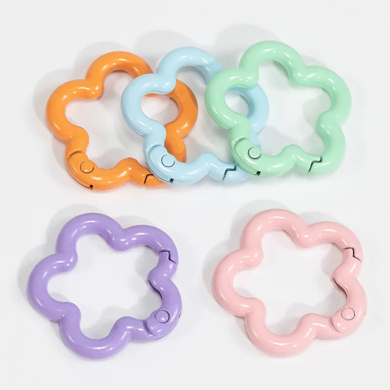 10 PCS Aluminum Alloy Flower Shape Outdoor Keychain, Bright Color, Multi-functional pop-up fob for DIY Jewelry Zpaxo