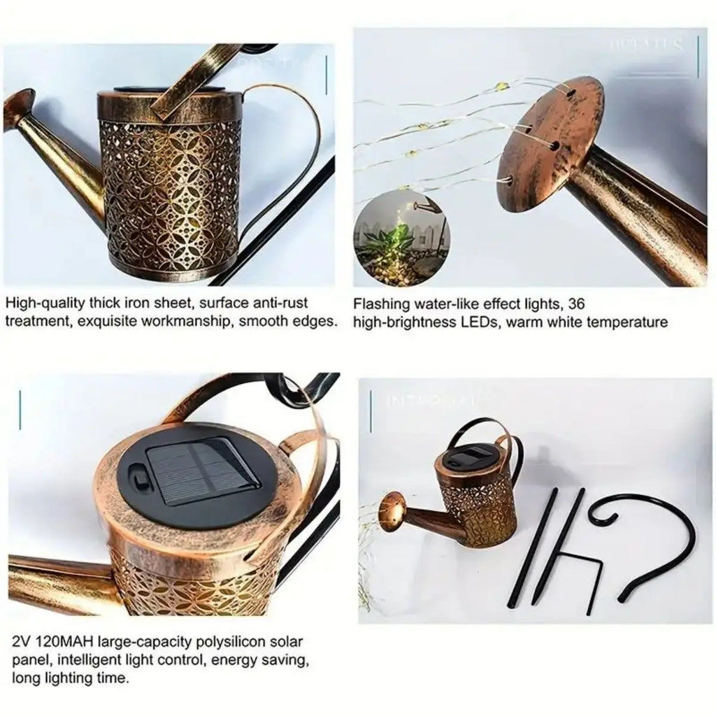 Solar Watering Can Light Hanging Kettle Lantern Waterproof Garden Zpaxo