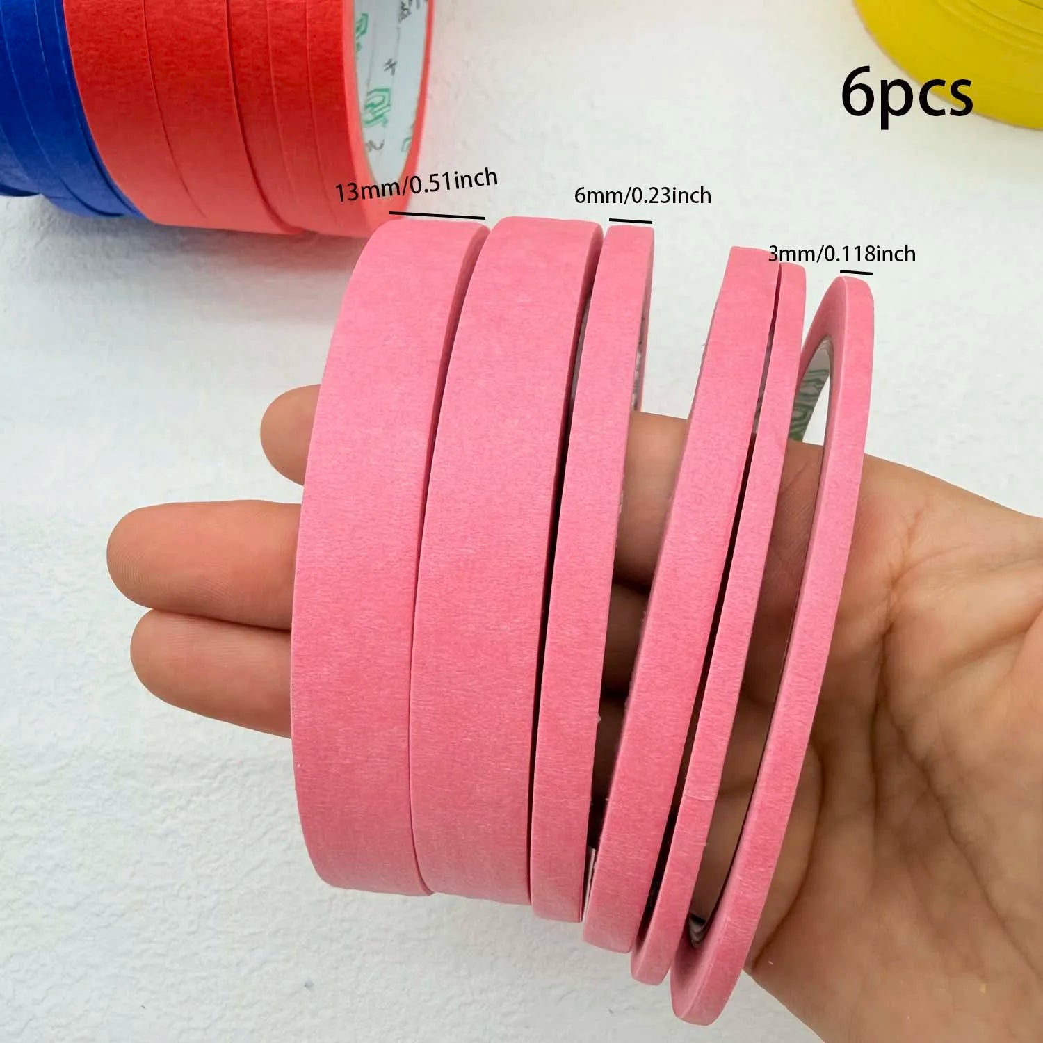 Rainbow Masking Tape 3/6 Rolls – Colorful Craft & Art Paper Tape Decorative Craft Tape Zpaxo 6pcs pink