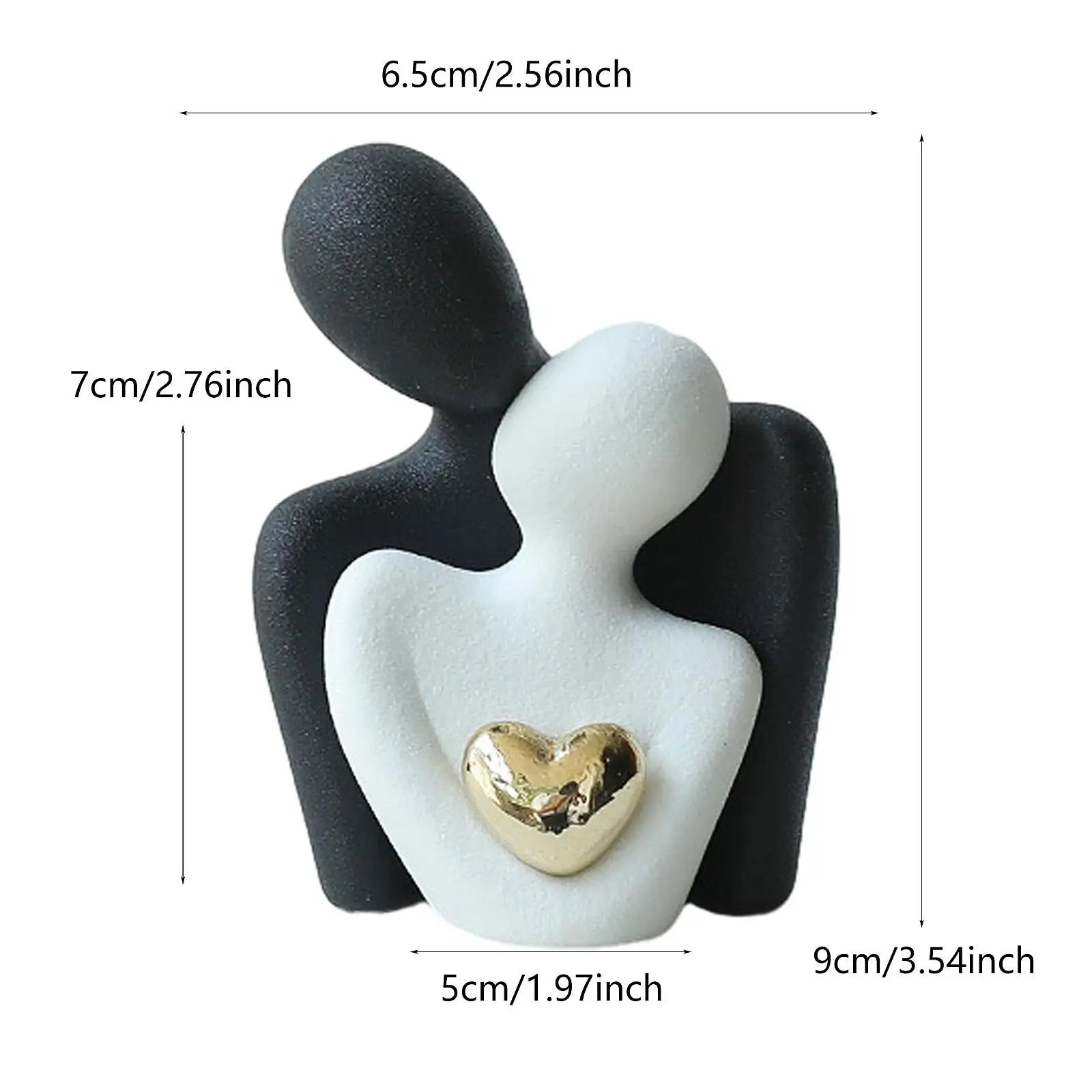 Hugging Couple Ceramic Figurine – Romantic Gift & Home Decor Couple Figurine Zpaxo White Black