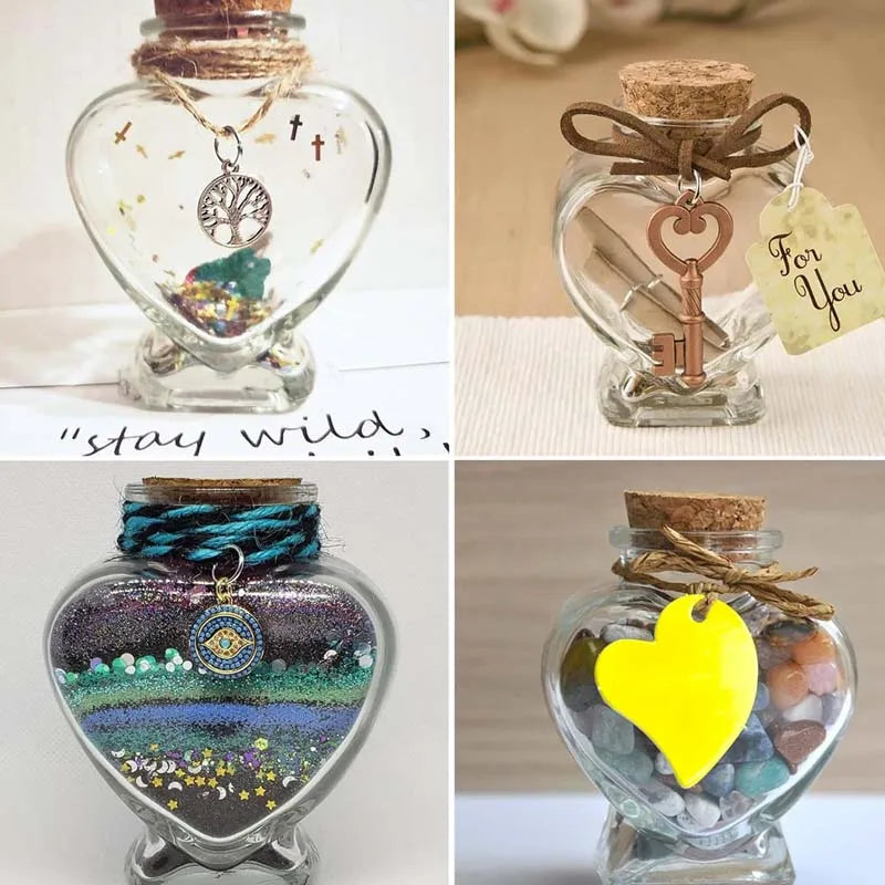 Mini Heart-Shaped Glass Bottles with Cork Stoppers | DIY Crafts Mini Glass Craft Bottles Zpaxo