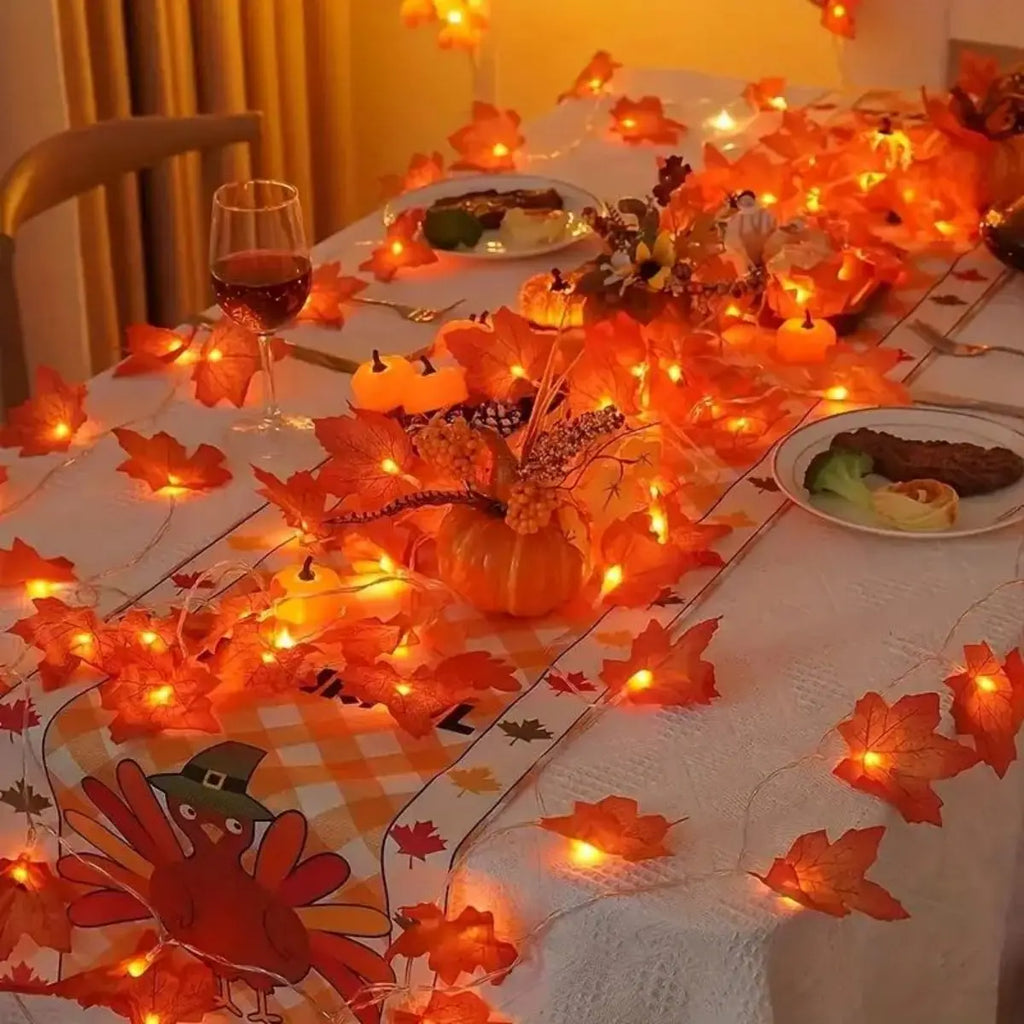 Red Maple Leaf String Decorative Light Battery Powered LED Autumn Zpaxo