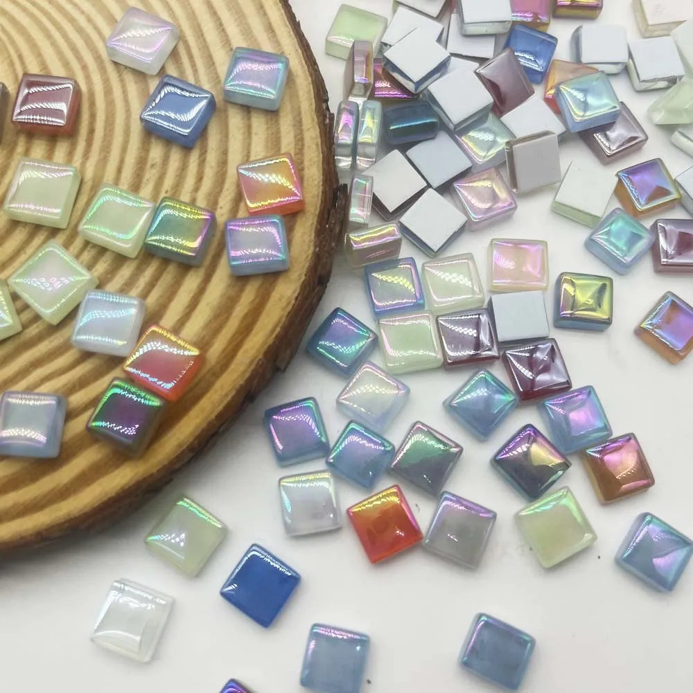 100-Pack Shiny Glaze Glass Mosaic Tiles – DIY Square Craft Glass Mosaic Tiles Zpaxo