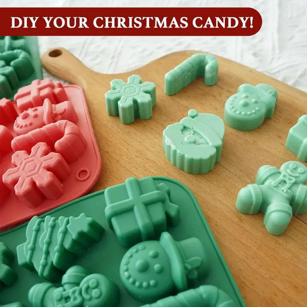 Christmas Silicone Chocolate Molds Candy Baking 3D Snowflake Canes Zpaxo