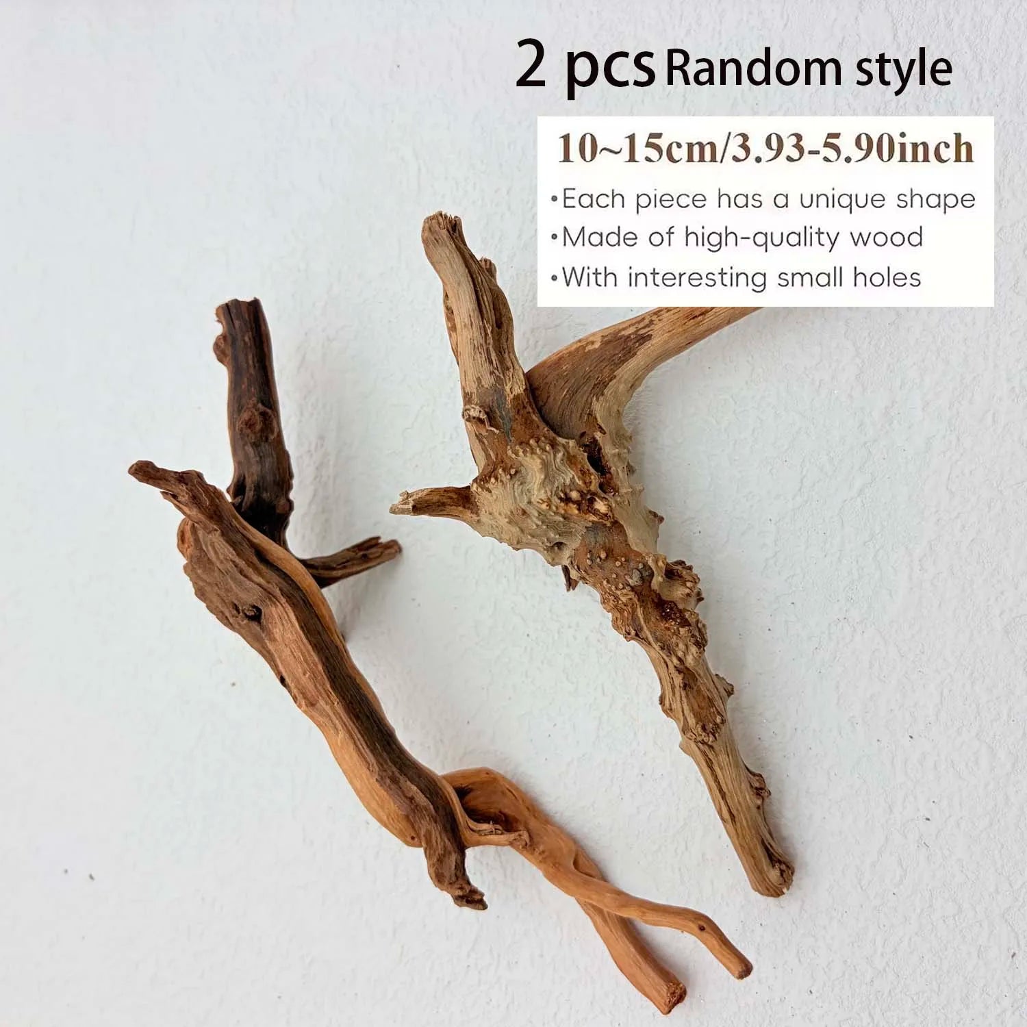 Natural Driftwood Aquarium Decor 2-Pack | Fish Tank Wood Ornament Aquarium Driftwood Decor Zpaxo style 2 2pcs
