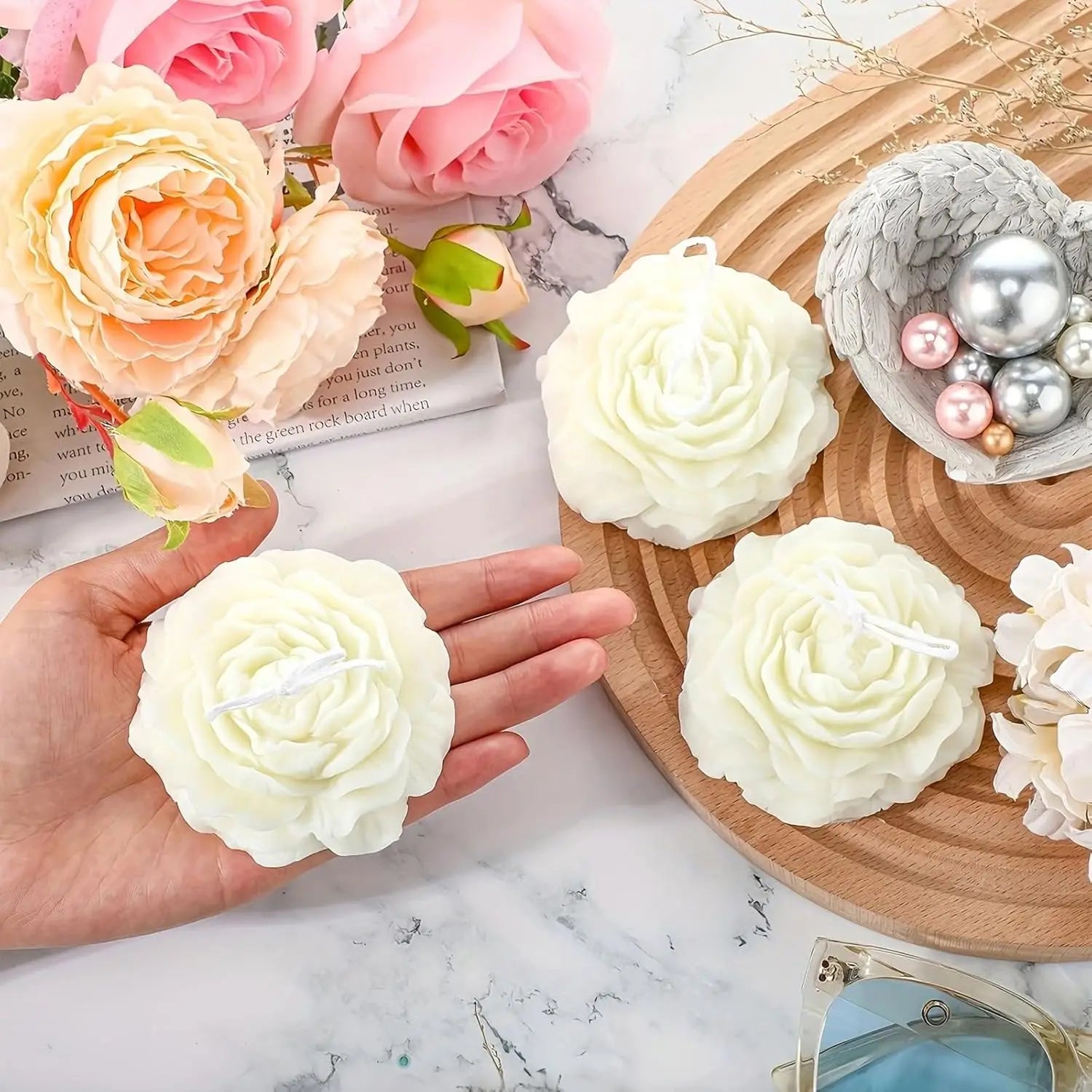 3D Peony Silicone Mold – Candle, Fondant & Cake Decor Silicone Craft Mold Zpaxo