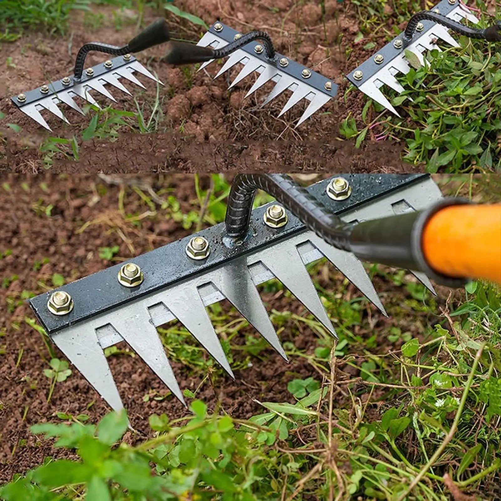 5/6/7/8 Tines Weed Puller Tool Garden Weed Pulling Tool Rake Alloy Steel Hand Weeder Tool Weed Remover Tool for Farm Backyard Zpaxo