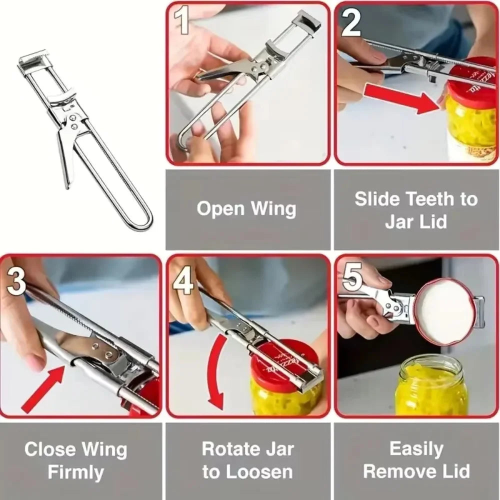 1 Non-slip Stainless Steel Can Opener Adjustable Bottle Zpaxo