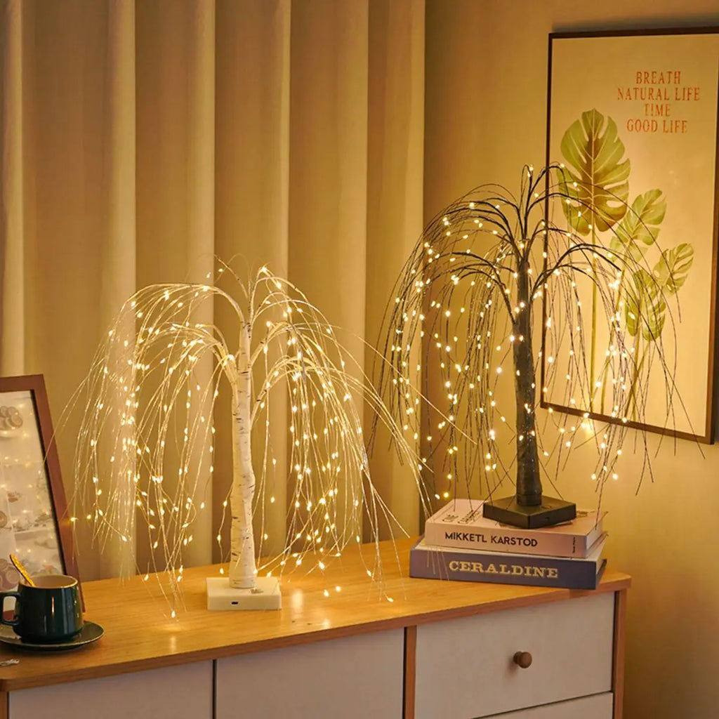 192-LEDSparkling Willow Tree Bonsai Festive Artificial Christmas Zpaxo