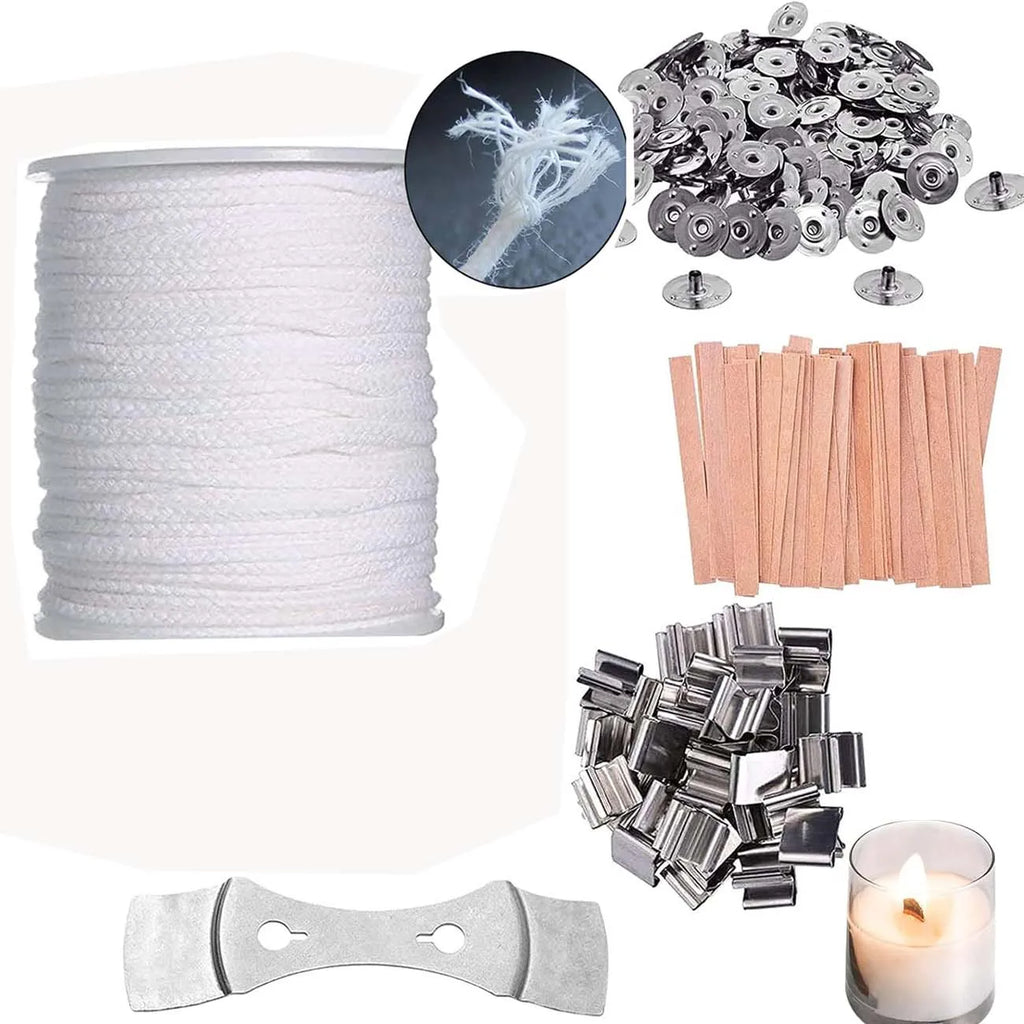 61m Candle Wick DIY Kit – Cotton Wicks, Holders & Wooden Wicks Candle Making Kit Zpaxo