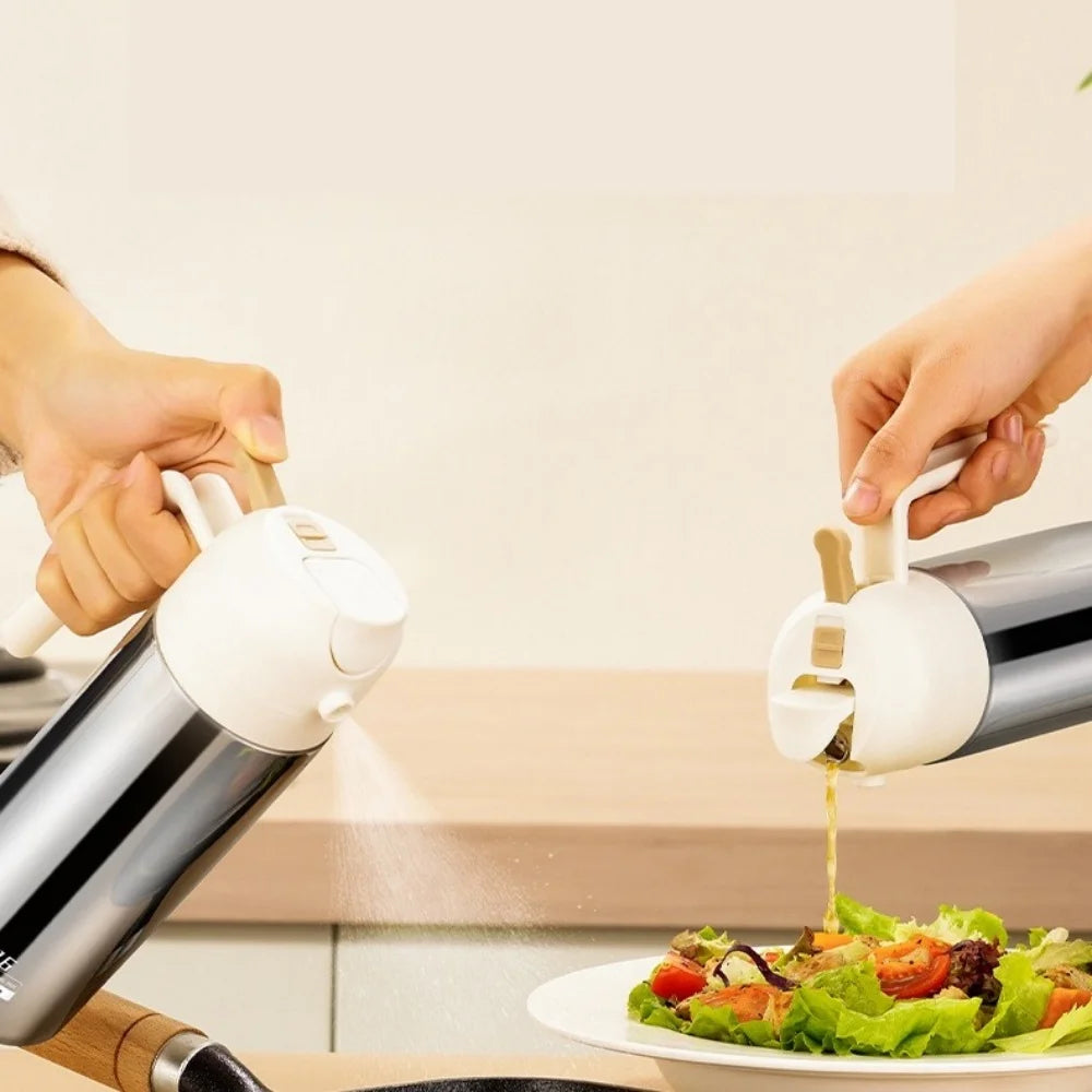Two-in-one Oil Dispenser Stainless Steel Spray Bottle Can Be Refilled Zpaxo