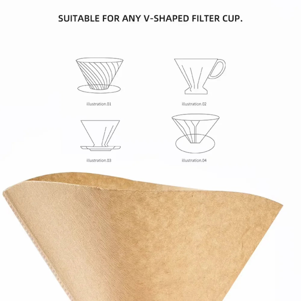 Single-use Coffee Filter Paper Bag Conical 2-4 Cups Natural Drip Zpaxo