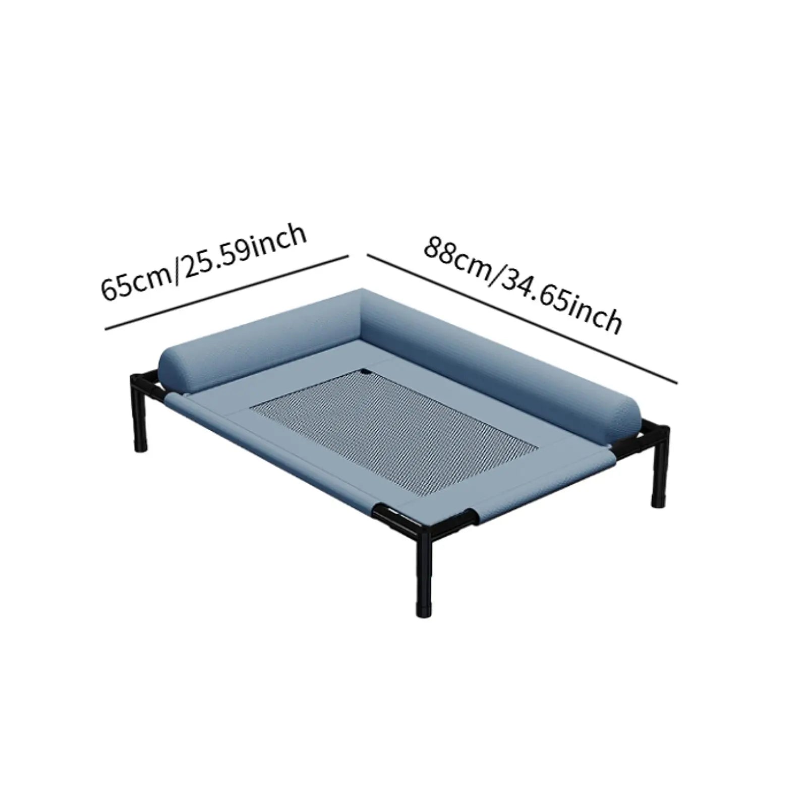 Elevated Cooling Raised Pet Bed – Breathable Dog & Cat Hammock Raised Pet Bed Zpaxo Blue Gray L