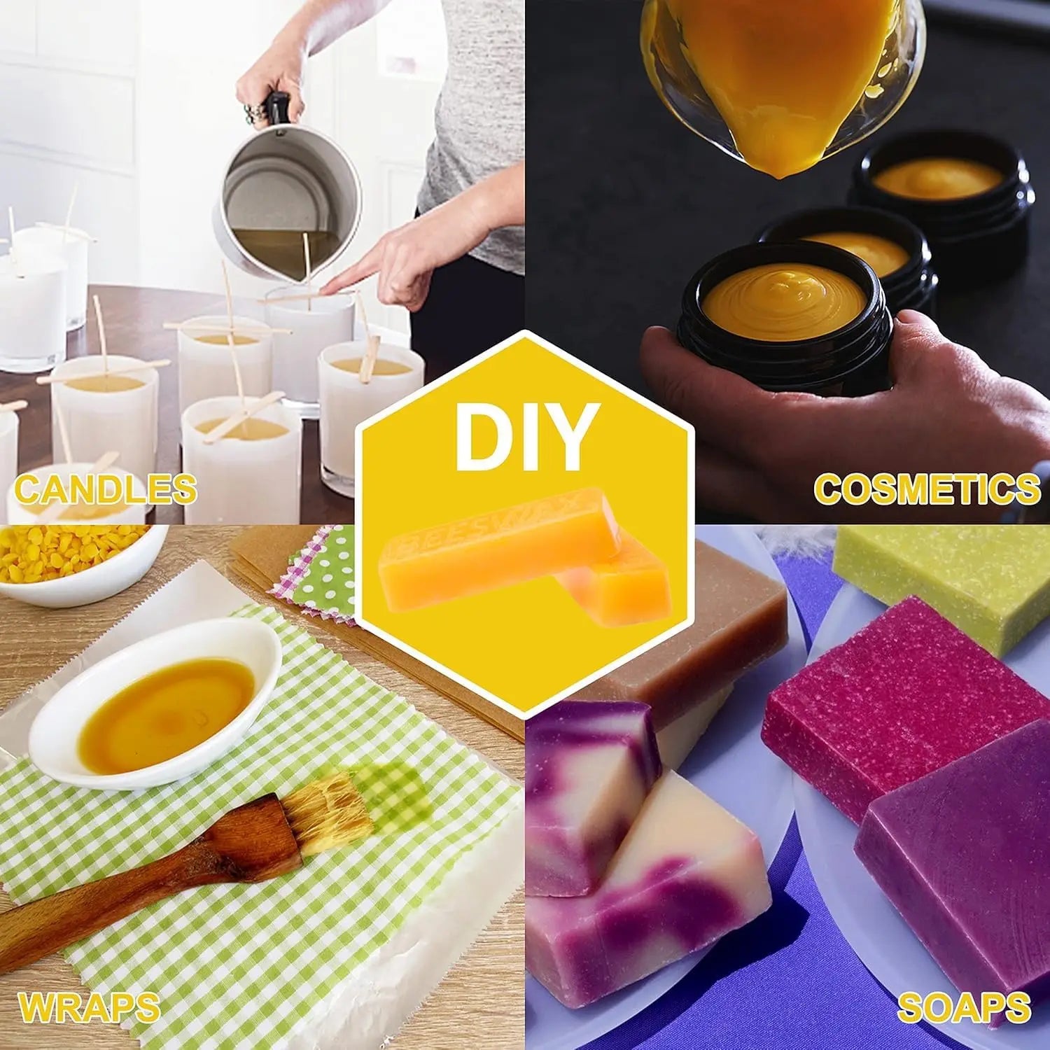 Cosmetic Grade Beeswax Bar – Candle, Soap & Lotion Making Beeswax Craft Block Zpaxo
