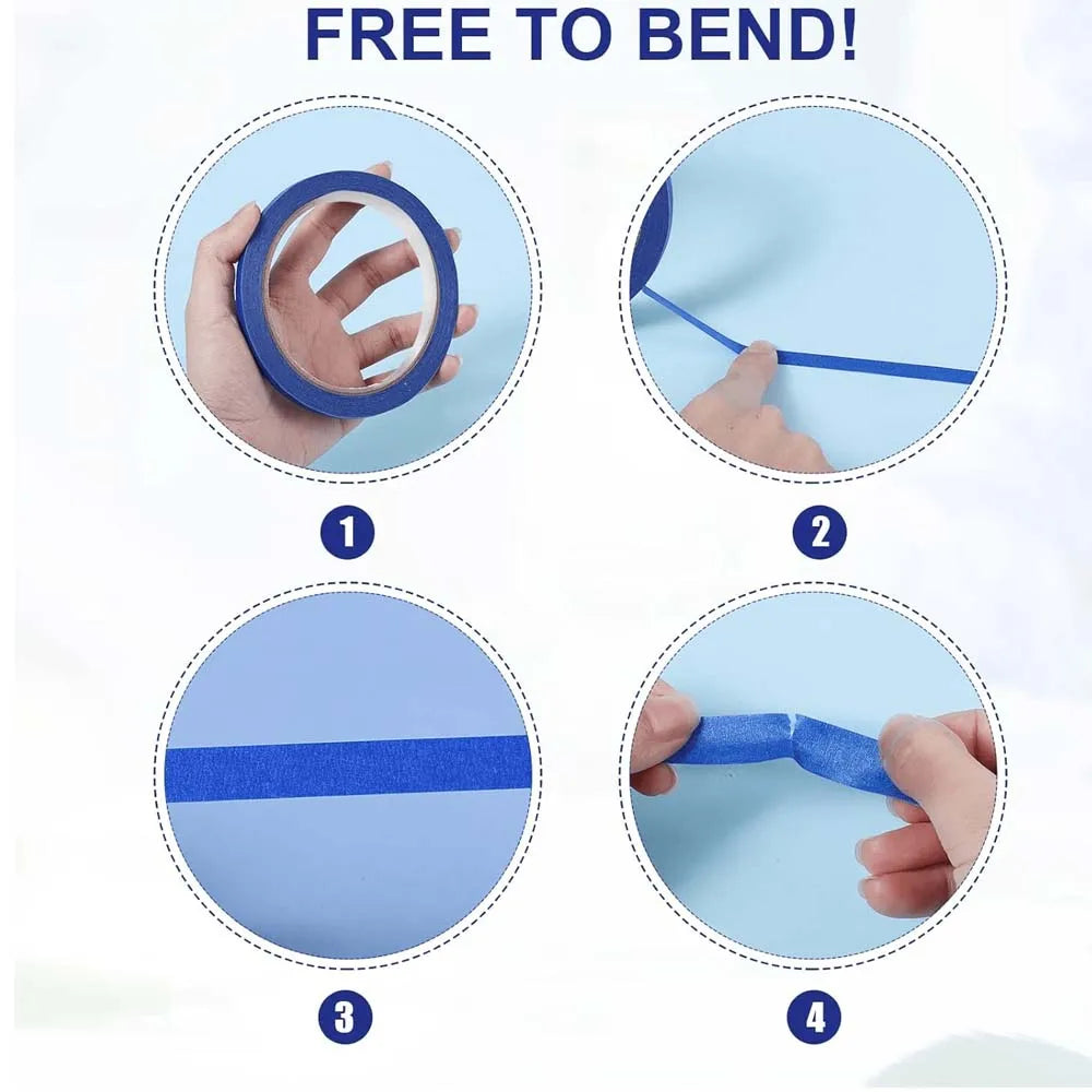 Blue Fine Line Masking Tape Set – 3/6/12mm Painter's Tape 3 Rolls Fine Line Masking Tape Zpaxo