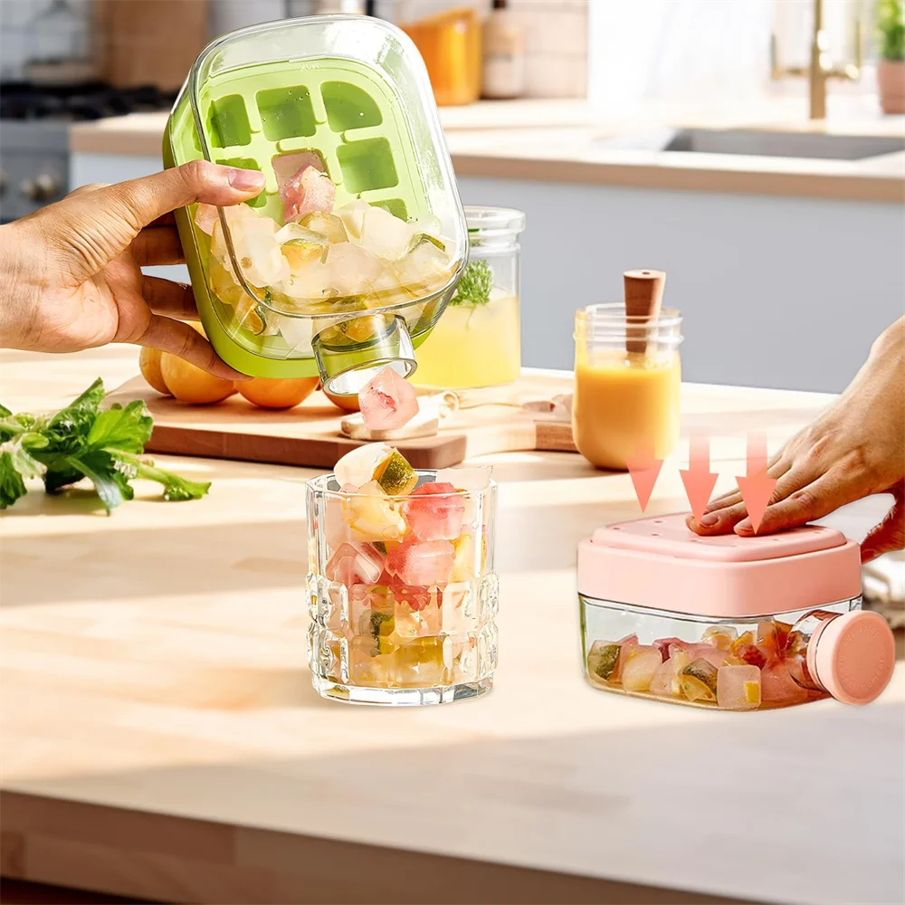 Ice Cube Bottle Straw 1 Touch-free Push-type Making Easy Release Zpaxo