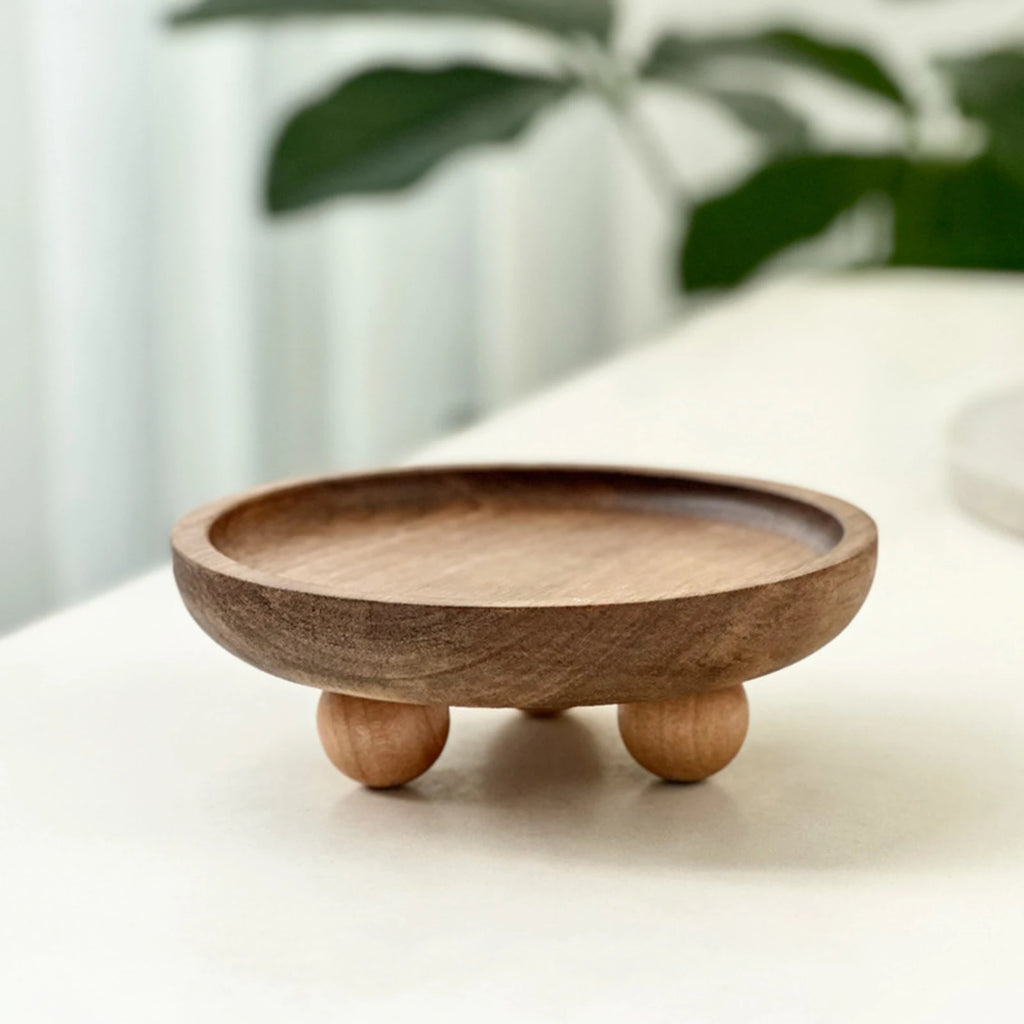Small Wood Pedestal Stand for Counter Table Tabletop Centerpieces Decorative Tray Wood Pedestal Riser for Kitchen Counter Decor Zpaxo