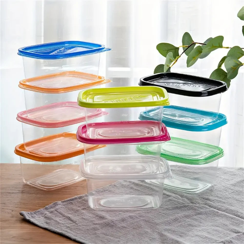 Six 709-milliliter Rectangular Plastic Food Containers with Colorful LIDS, Lunch Boxes, Suitable for Storing Fruits and Food Zpaxo
