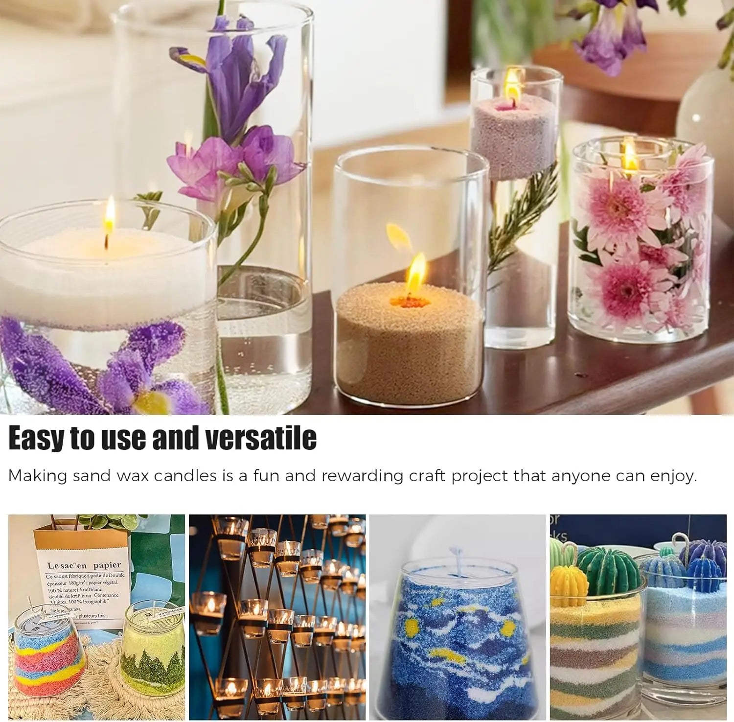 Pearled Sand Wax Candle Kit – 6 Colors, 10 Wicks | DIY Crafts Candle Making Kit Zpaxo