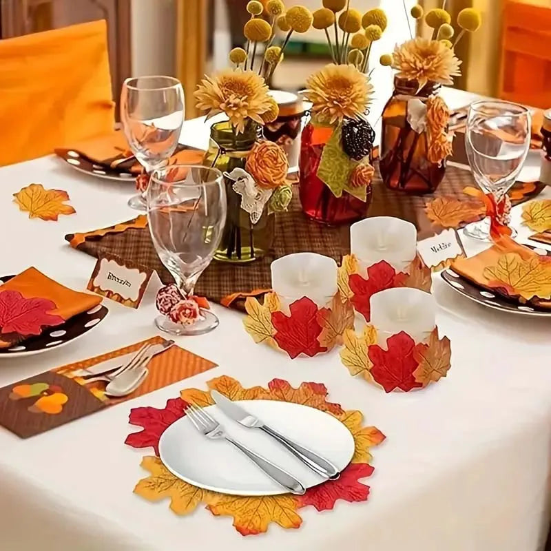 Artificial Fall Maple Leaves 50/100 Pcs – Autumn Party Decor Artificial Leaf Decor Zpaxo