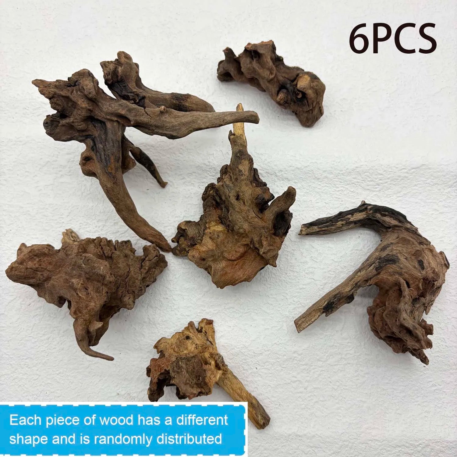 Natural Sinkable Driftwood 5–10cm | Aquarium & Reptile Decor Aquarium Driftwood Zpaxo 6PCS