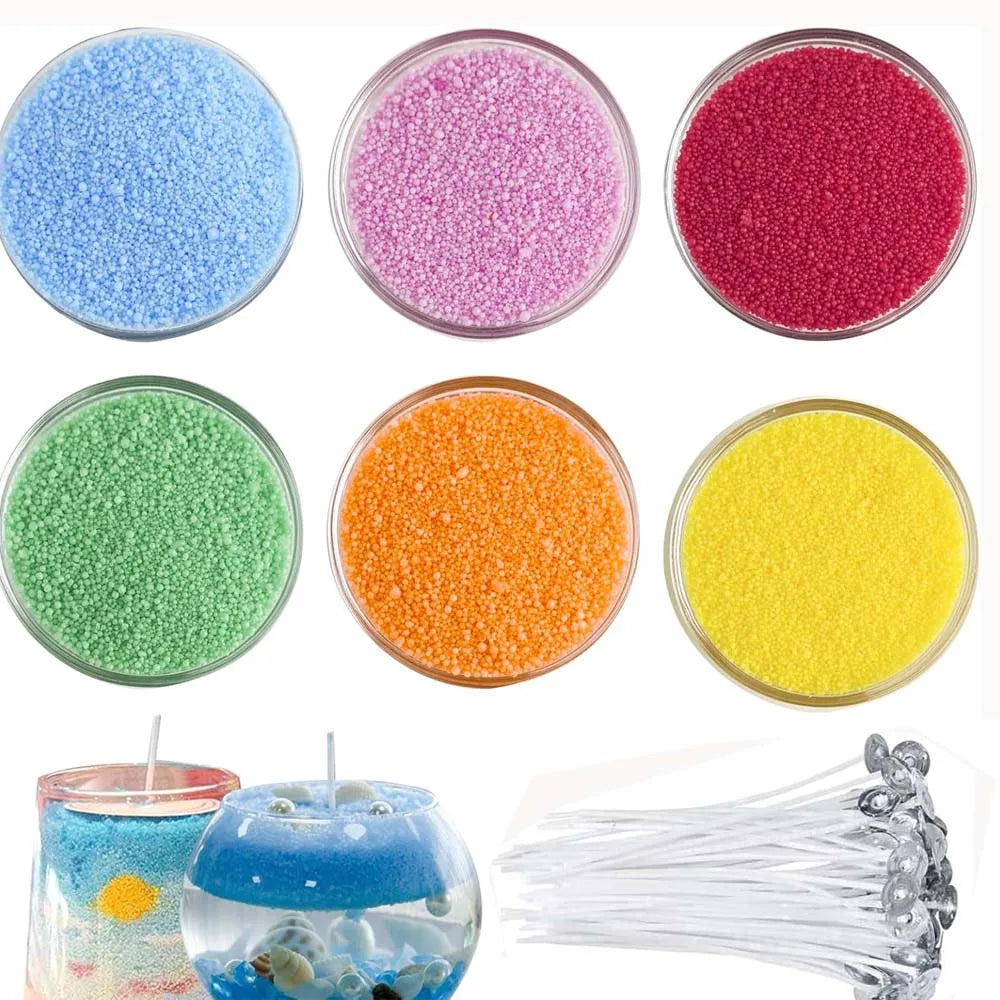 Pearled Sand Wax Candle Kit – 6 Colors, 10 Wicks | DIY Crafts Candle Making Kit Zpaxo